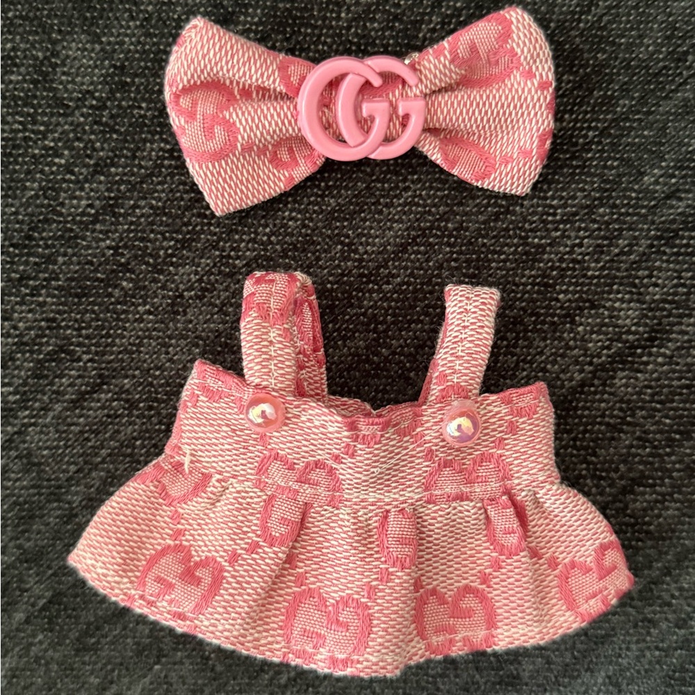 Pink Logo Bow and Skirt Set - OUTFIT ONLY NO LABUBU INCLUDED